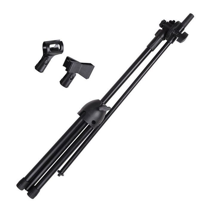 Professional Microphone Stand Metal Dual Microphone Holder Tripod Adjustable Double-headed Clip