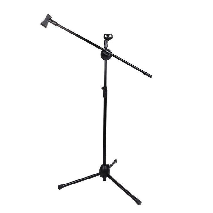 Professional Microphone Stand Metal Dual Microphone Holder Tripod Adjustable Double-headed Clip