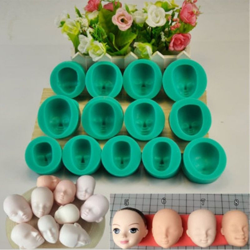 13Pcs Lot Dolls Face Silicone Fondant Mould Cookies Dessert