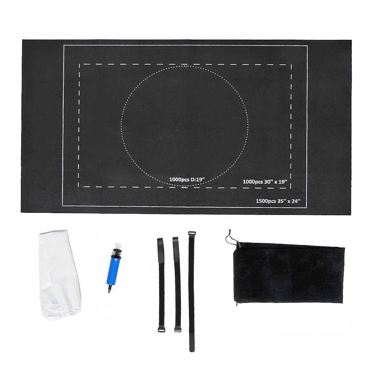Portable Puzzles Mat Jigsaw Roll Felt Mat Play Mat Blanket Playmat For Up To 1500 Pieces Inflatable Tube Pump Player Travel Storage Bag Grey