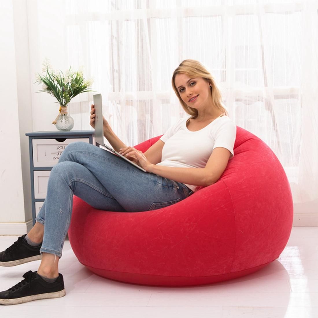 Large Inflatable Sofa Chair Bean Bag Flocking PVC Garden