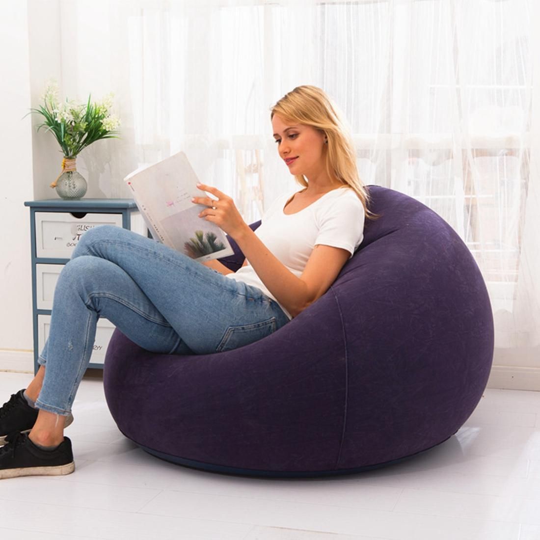 Large Inflatable Sofa Chair Bean Bag Flocking PVC Garden