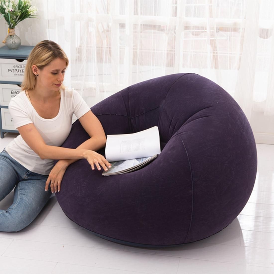 Large Inflatable Sofa Chair Bean Bag Flocking PVC Garden