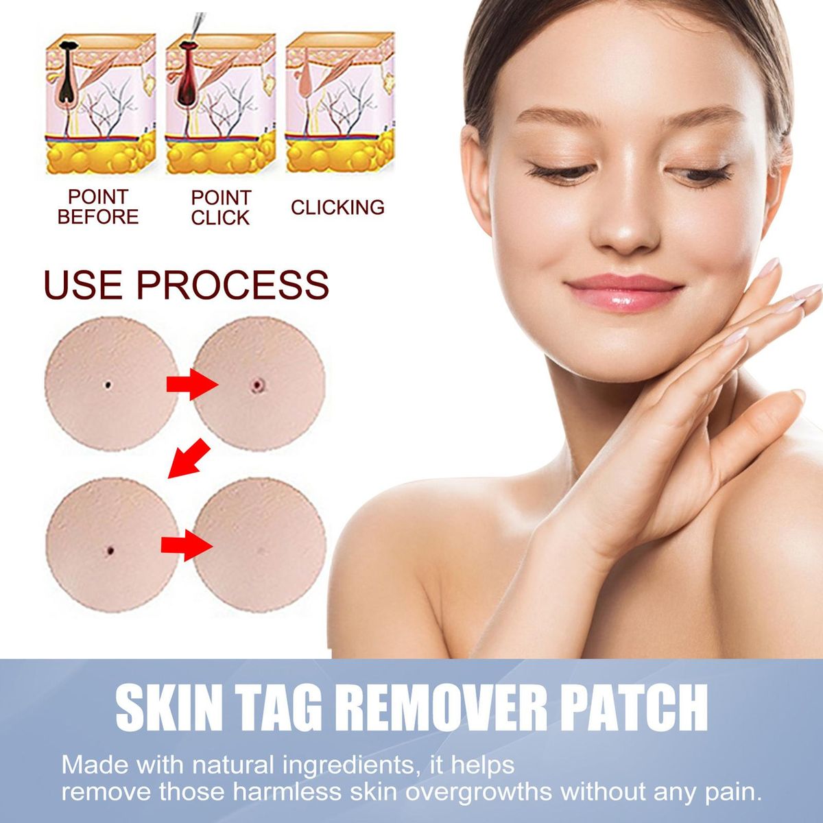 EELHOE Skin T-ag Remover Patches Mole Wart Removing Sticker Natural Ingredients 144PCS