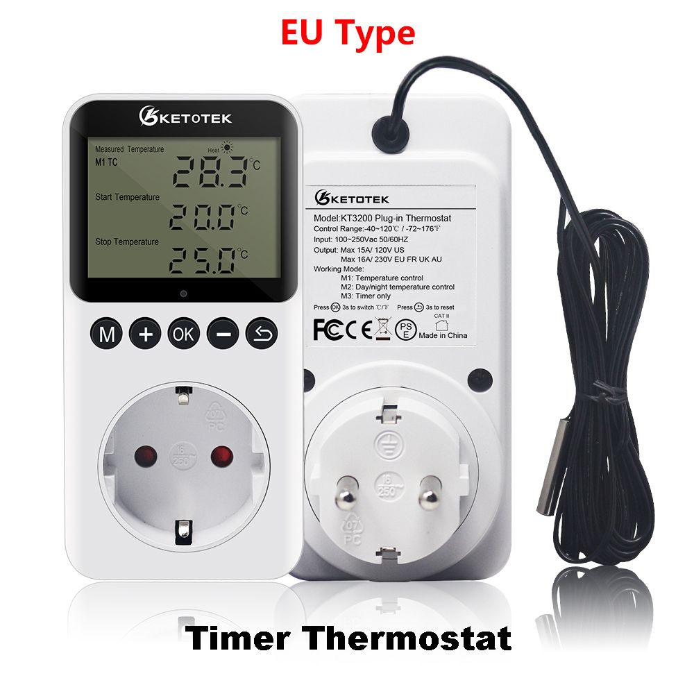 KT3100 Digital Thermostat Socket Incubator Temperature