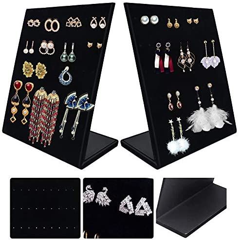 Earring Holder 60 Holes (30 Pair) Velvet Earring Stud Holder L Shaped Earrings Display Rack Stand Jewellery Display Organiser Earrings Tower Jewelry Showcase For Hanging Studs