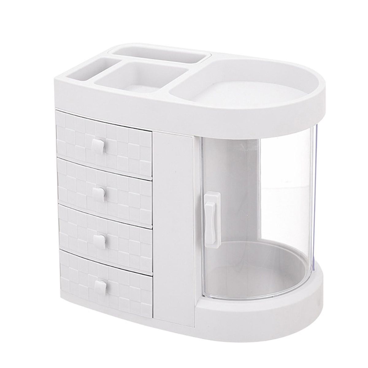 4 Tiers Acrylic Multifunctional Storage Rack Ivory White Makeup Organizer Rotation Dustproof Shelf 4st Layers Cosmetics Storage