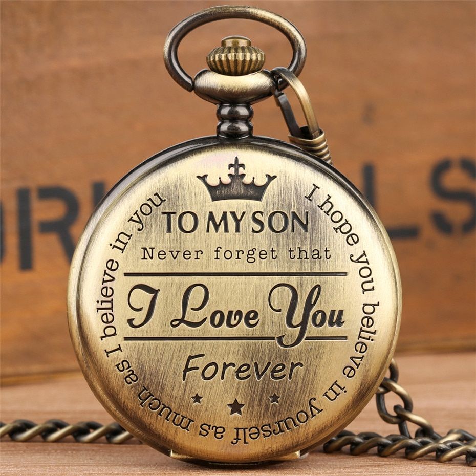 Bronze Quartz Pocket Watch Retro Digital Display Gift Boy