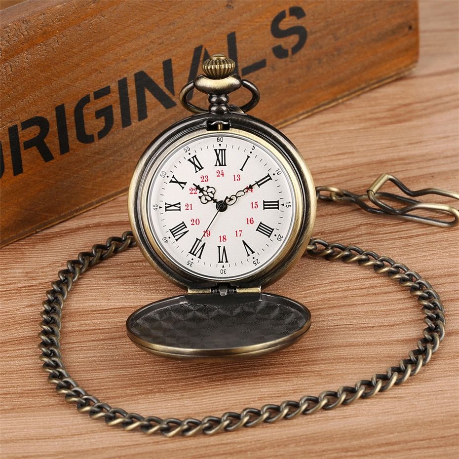 Bronze Quartz Pocket Watch Retro Digital Display Gift Boy