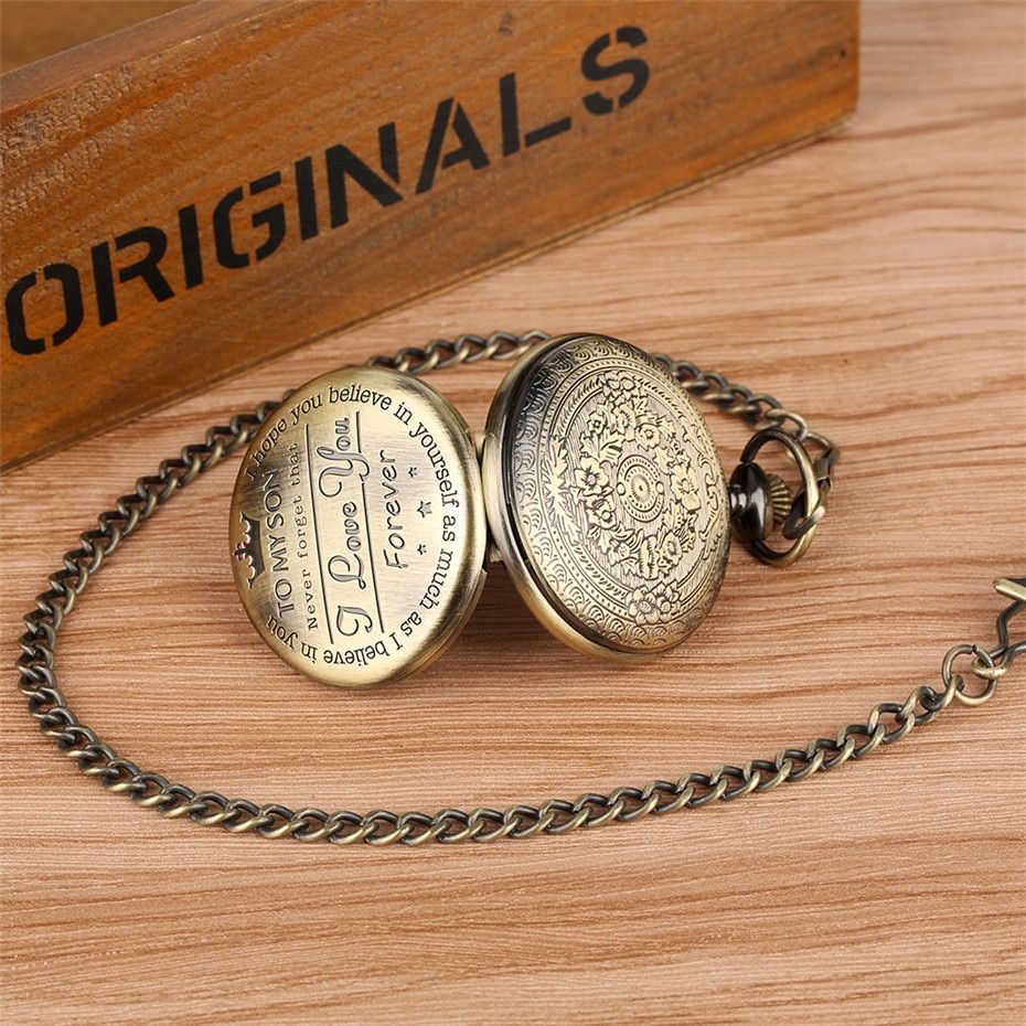 Bronze Quartz Pocket Watch Retro Digital Display Gift Boy