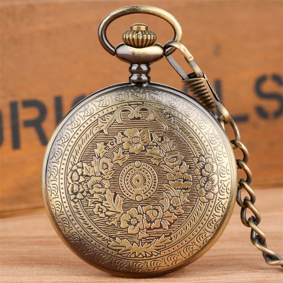 Bronze Quartz Pocket Watch Retro Digital Display Gift Boy