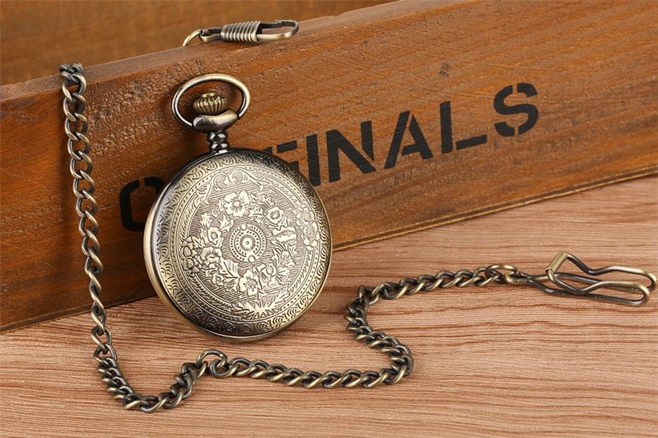 Bronze Quartz Pocket Watch Retro Digital Display Gift Boy