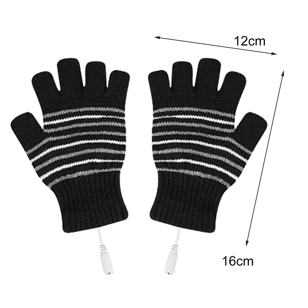 1 Pair Electric Gloves Knitted Warm Heated Thermal Gloves Black White
