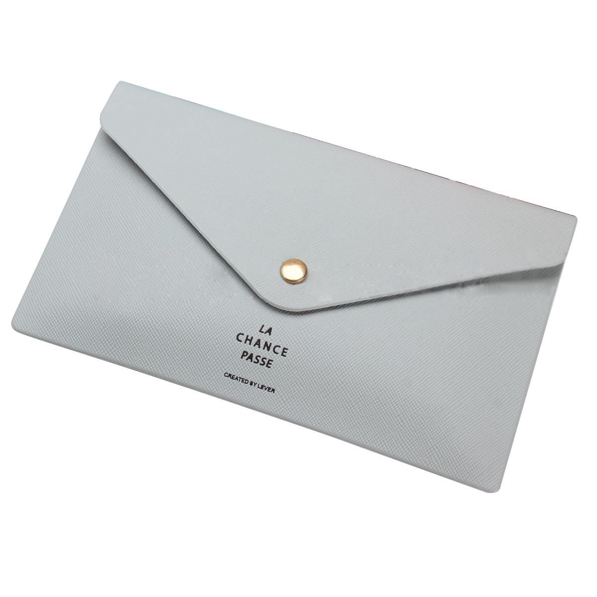 Ladies Envelope Clutch Bag Purse Wallet Light Gray