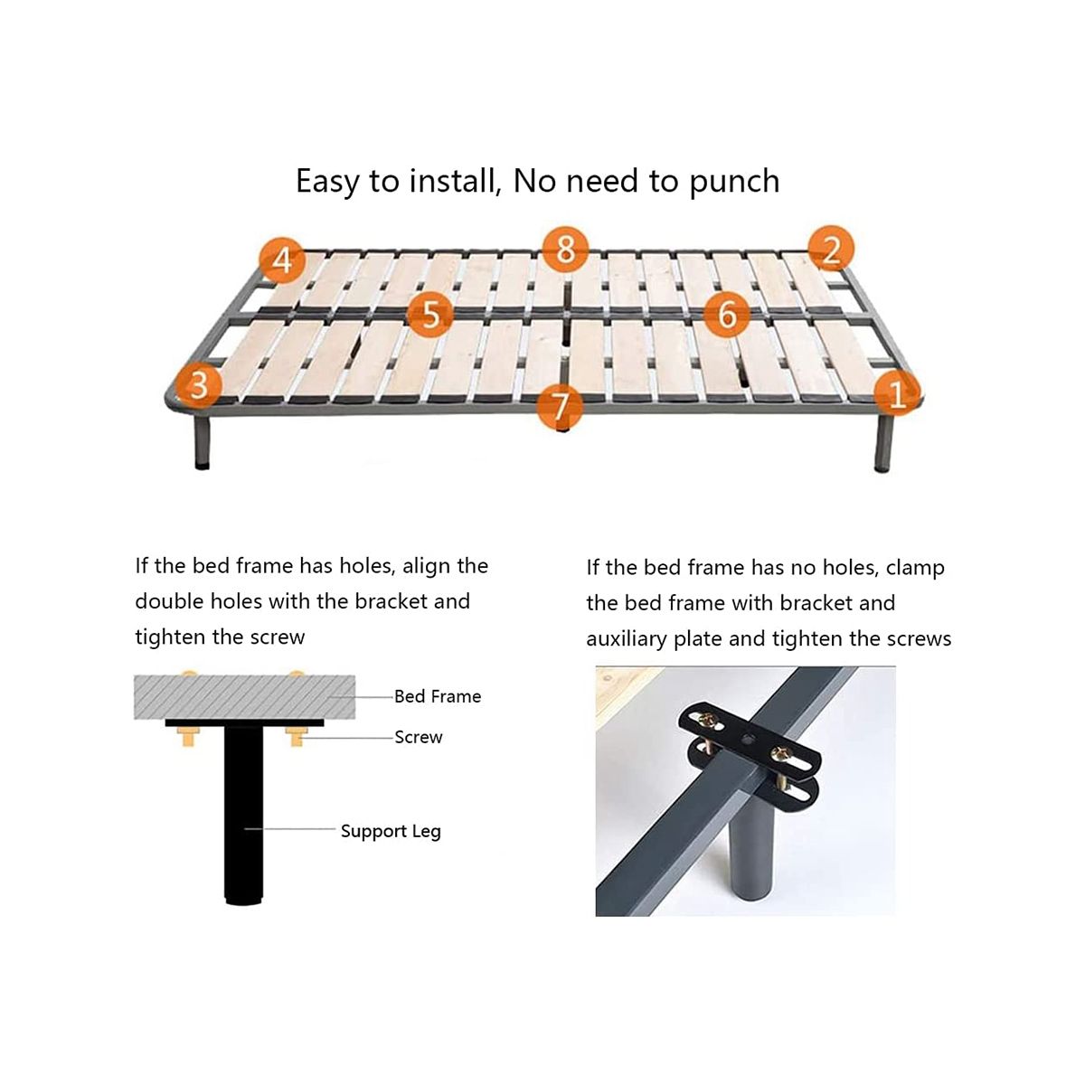 2PCS (7-13.5Inch) Adjustable Metal Bed Frame Suppo