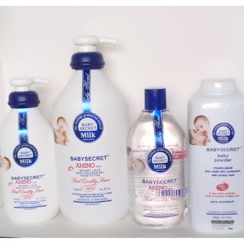 New Baby Secret Amino Acids Set - 4 In 1 - Powder + Lotion Shower Get & Baby Oil