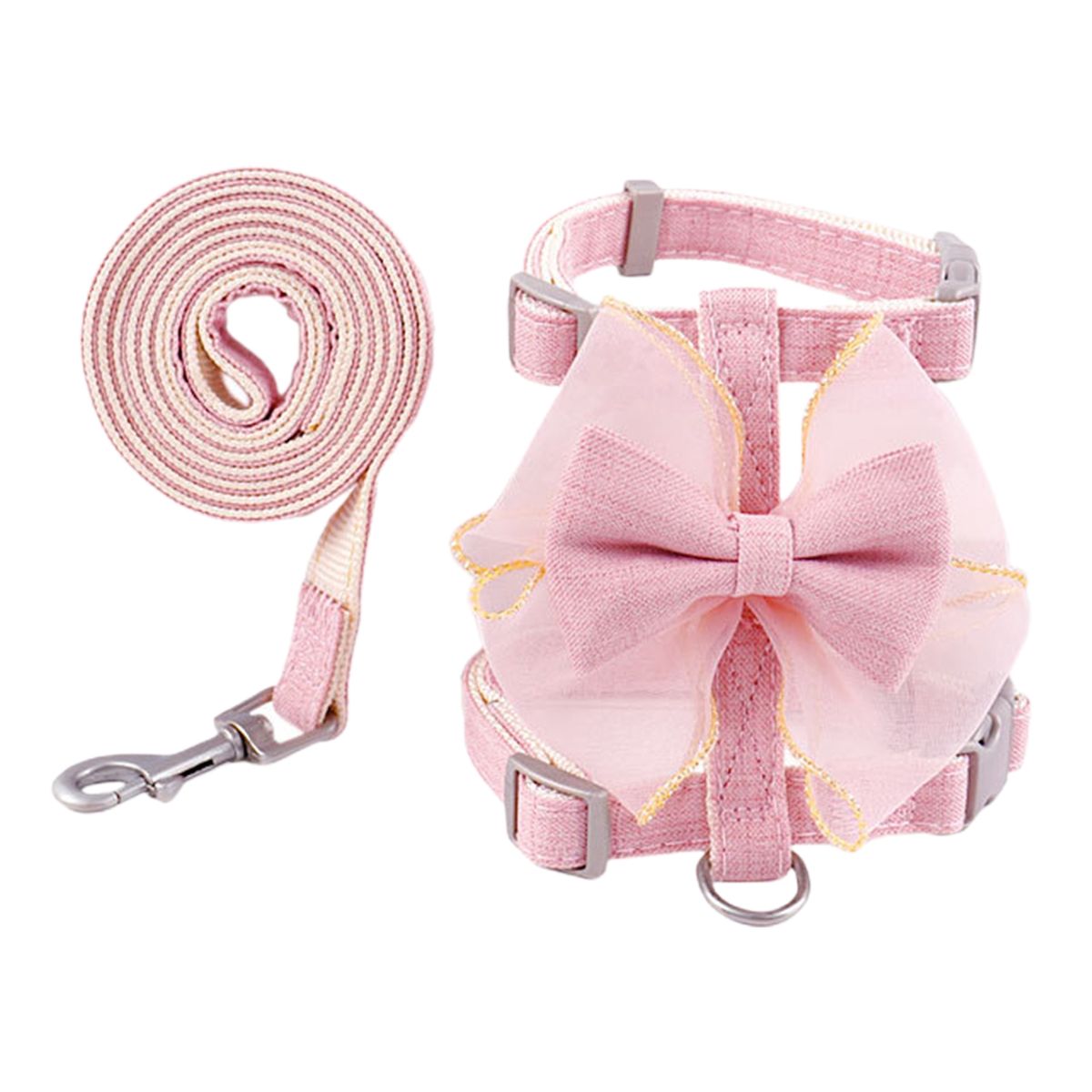 Pet Chest Strap Bowknot Buckle Rope Pet Harness Vest Pink