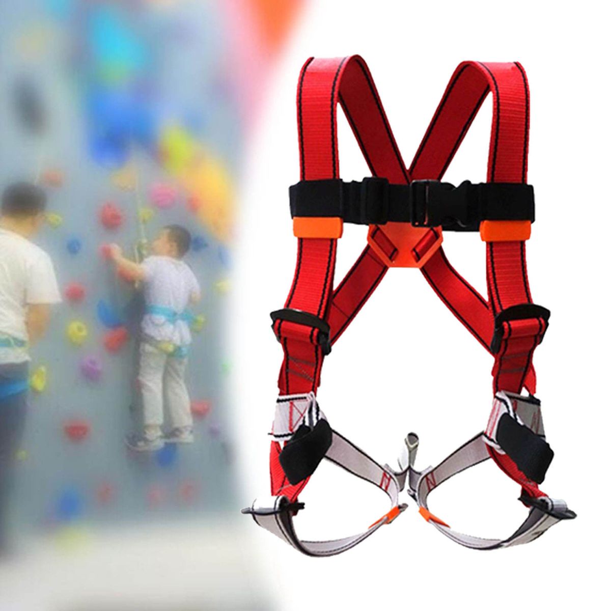 Wider Full Body Rock Climbing Harness Belts For Arborist Tree Red Grey