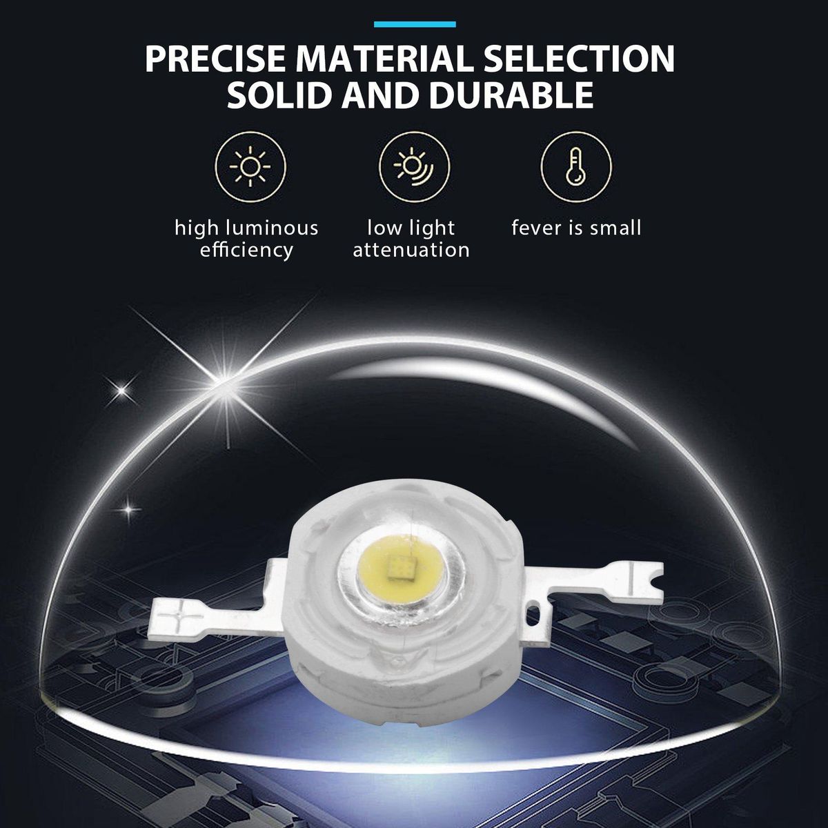 50Pcs 1W Diode High Power Cool White Led Beads 1 Watt Lamp C