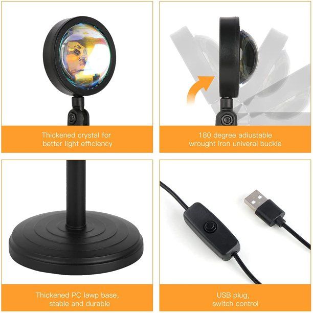 Romantic USB Powered Remote Control 20-Color Sunset Lamp/Projector Lamp Adjustable