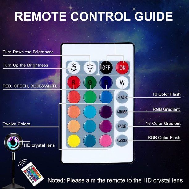 Romantic USB Powered Remote Control 20-Color Sunset Lamp/Projector Lamp Adjustable