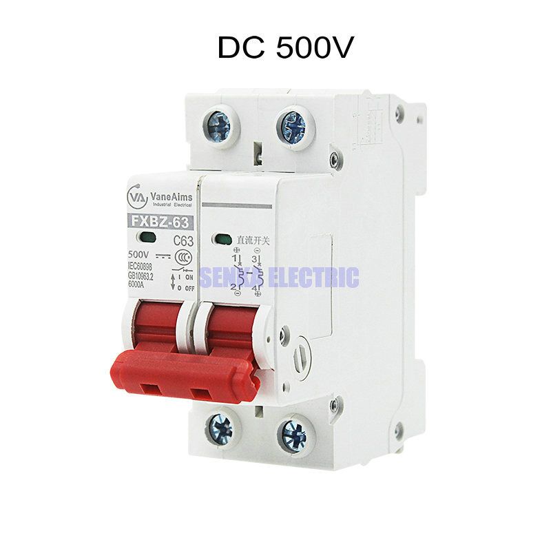 2P DC 500V Solar Mini Circuit Breaker 6A 10A 16A 20A 25A