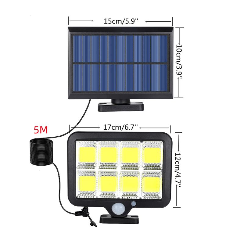 160 COB Solar Powered Light Outdoor Motion Sensor Sunlight Waterproof Wall Lamp for Garden Garage Driveway Porch Fence