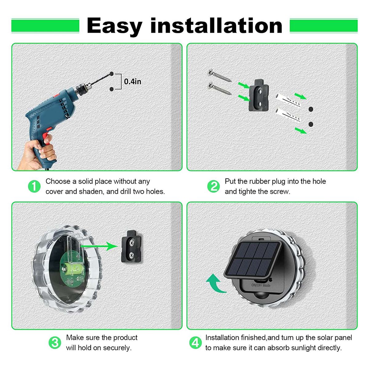 Solar Outdoor Fence Lights for Yard, 2 Pack Solar