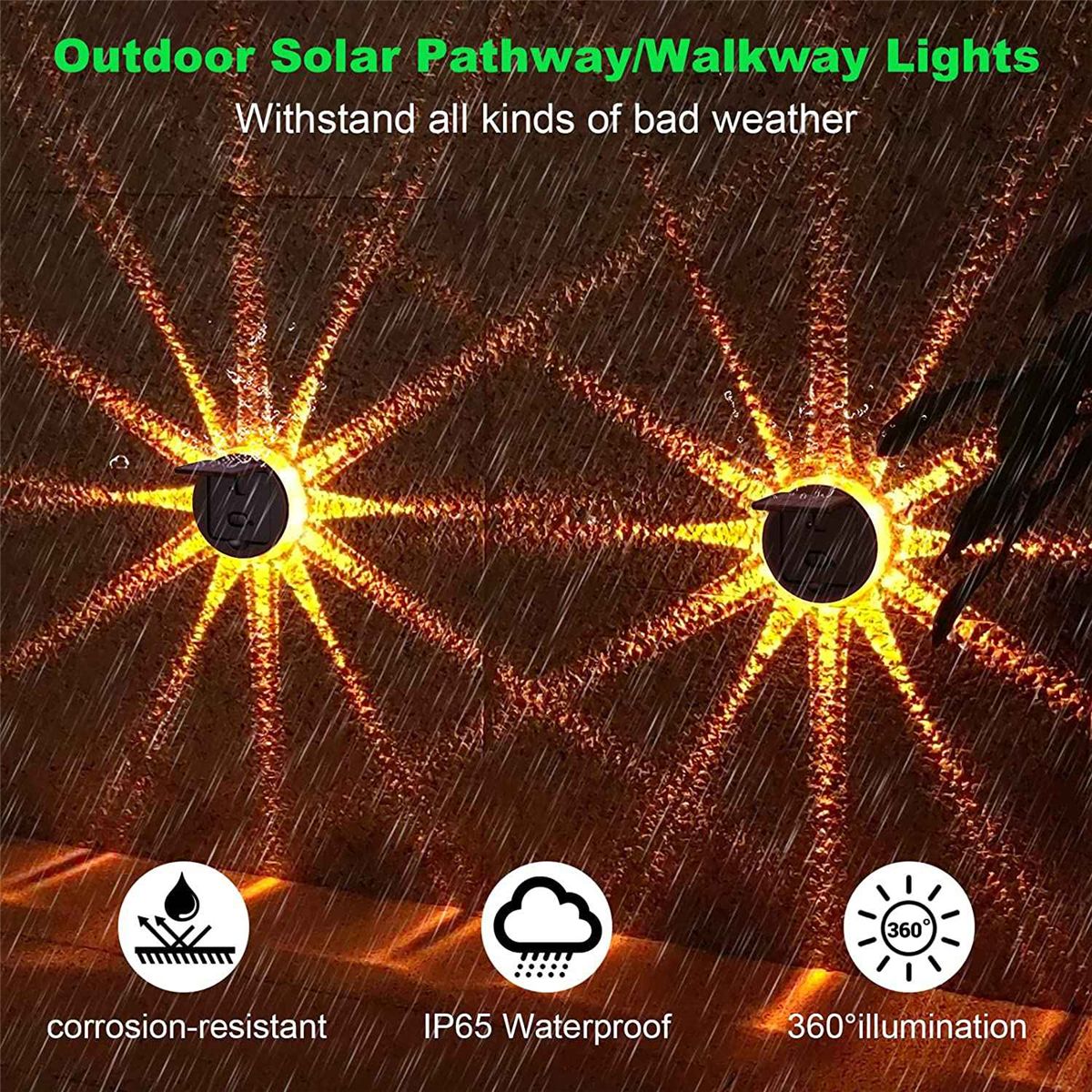 Solar Outdoor Fence Lights for Yard, 2 Pack Solar