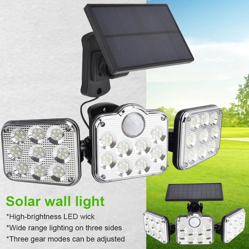 Solar Sensor Wall Light LED Three-Head Landscape Wall Lamp J