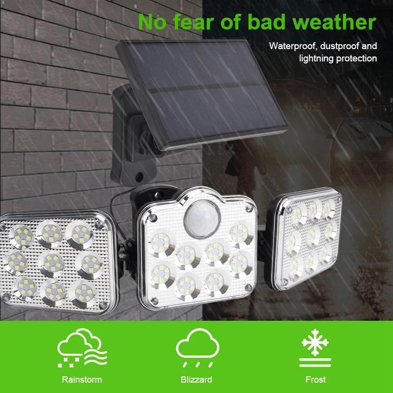 Solar Sensor Wall Light LED Three-Head Landscape Wall Lamp J