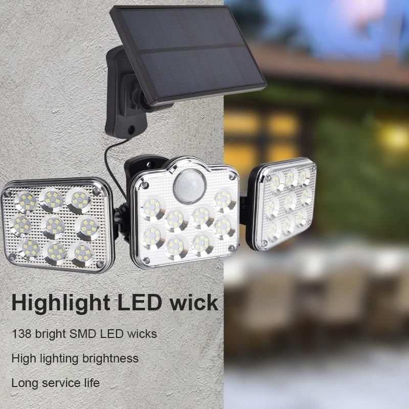 Solar Sensor Wall Light LED Three-Head Landscape Wall Lamp J