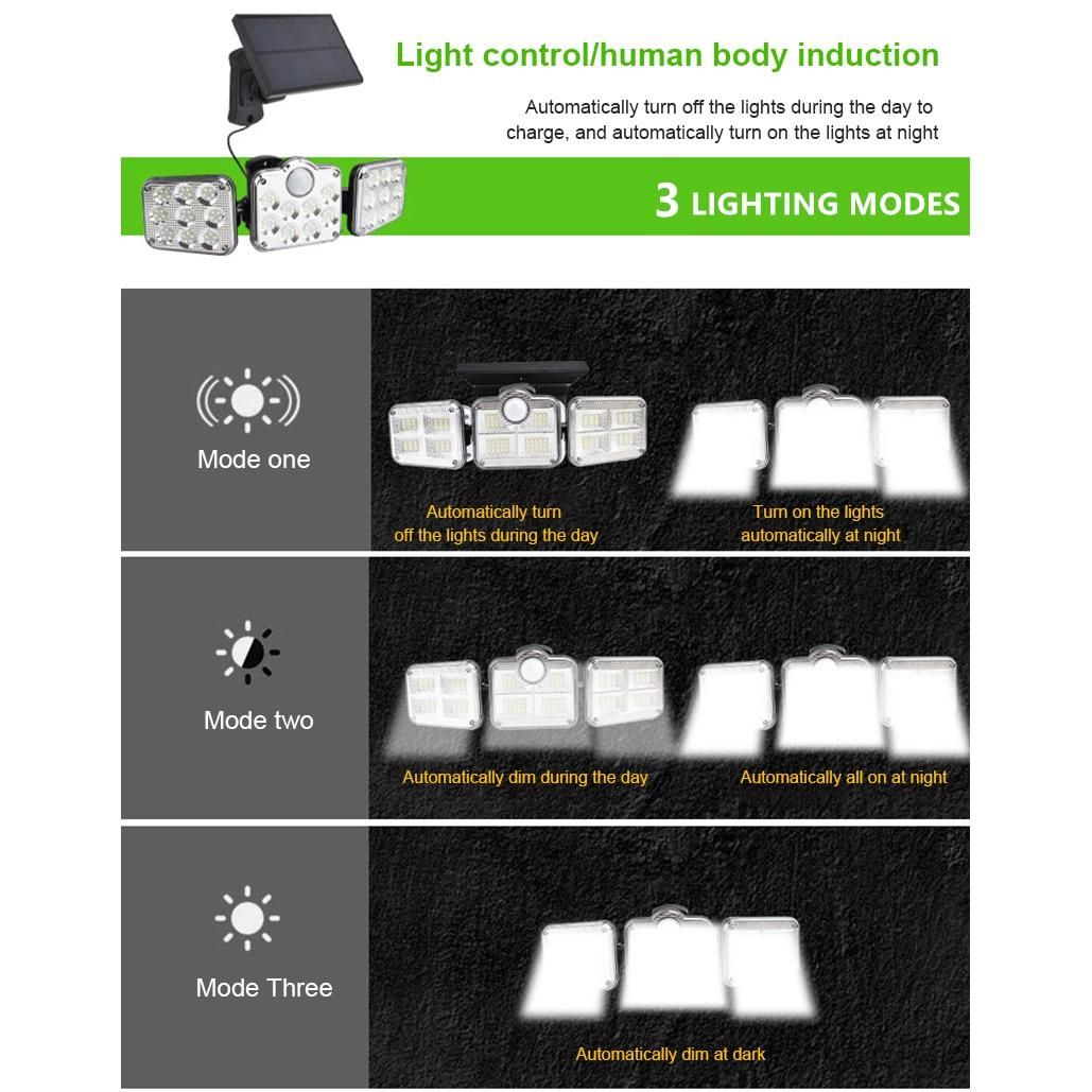 Solar Sensor Wall Light LED Three-Head Landscape Wall Lamp J