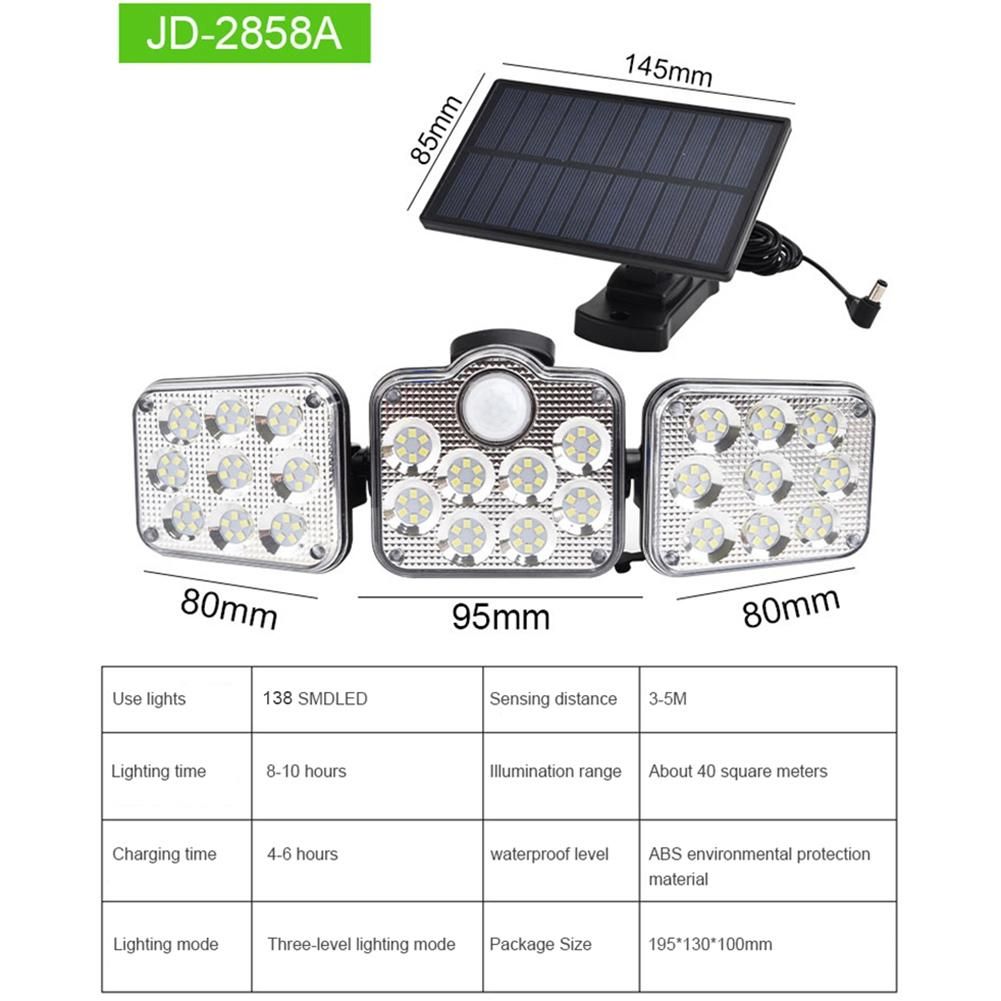 Solar Sensor Wall Light LED Three-Head Landscape Wall Lamp J
