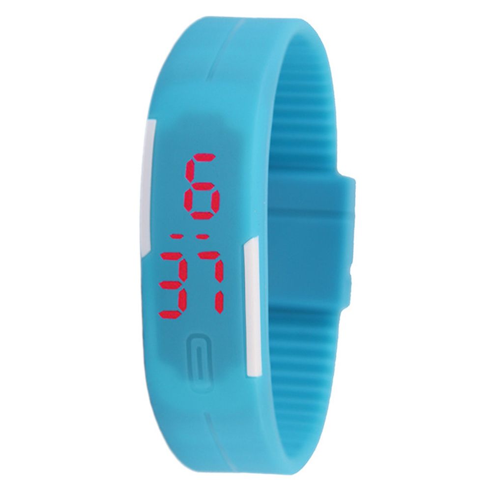 Sports Thin Strap LED Time Date Display Children-Light Blue