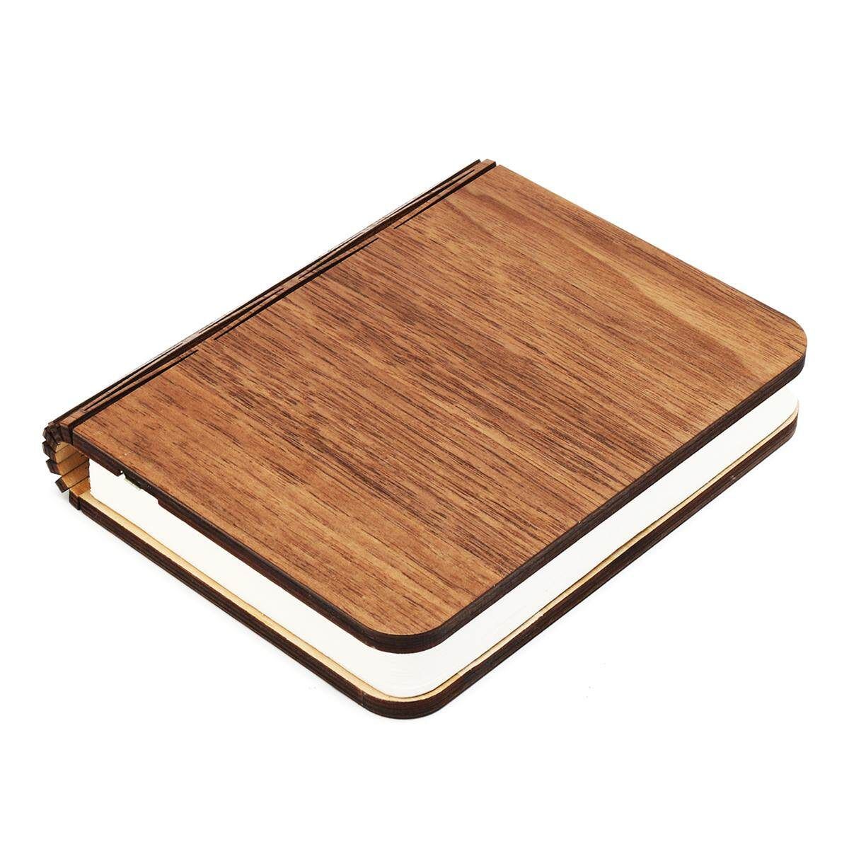 Wooden Book Style Desk Folding USB Rechargeable LED Bedside Night Light Lamps Black Walnut Monochromatic White Light