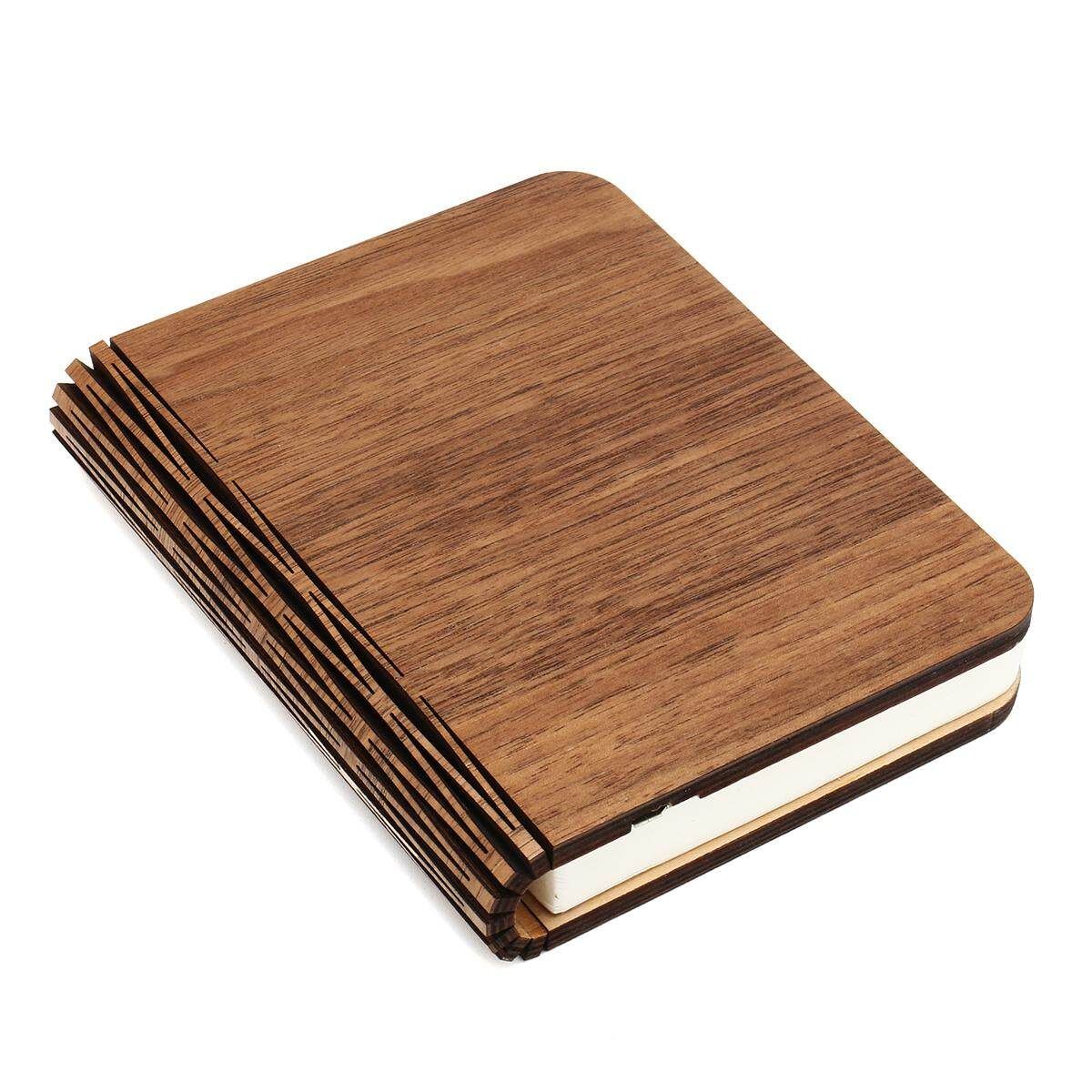 Wooden Book Style Desk Folding USB Rechargeable LED Bedside Night Light Lamps Black Walnut Monochromatic White Light