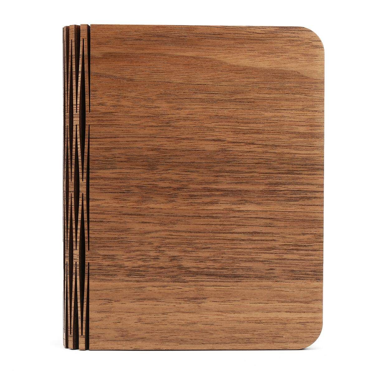 Wooden Book Style Desk Folding USB Rechargeable LED Bedside Night Light Lamps Black Walnut Monochromatic White Light