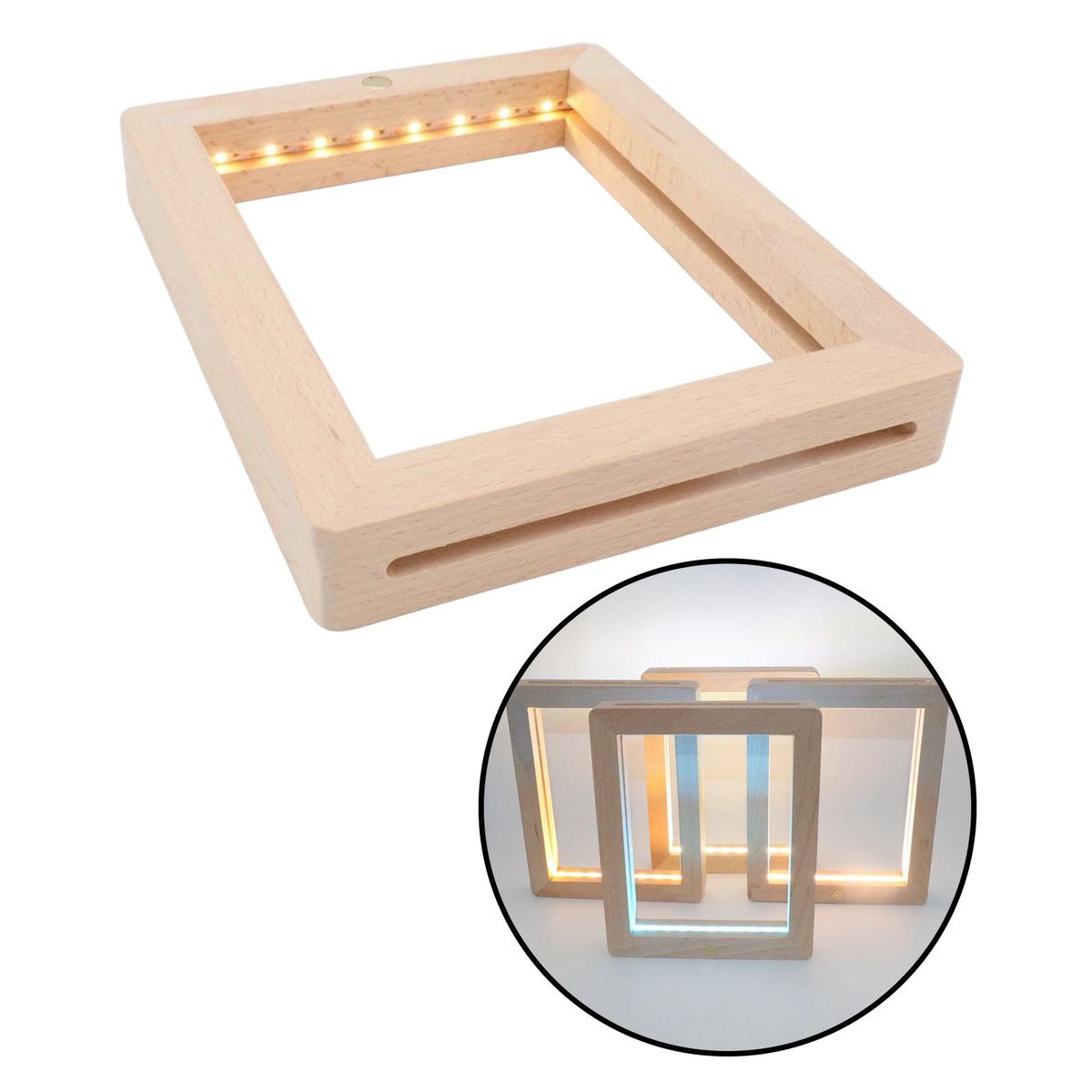 Wood Picture Frame LED Photo Frame Decor 21cmx17cmx2cm