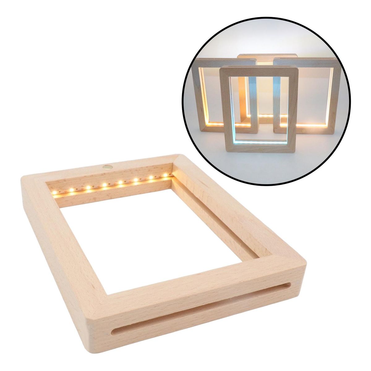 Wood Picture Frame LED Photo Frame Decor 21cmx17cmx2cm