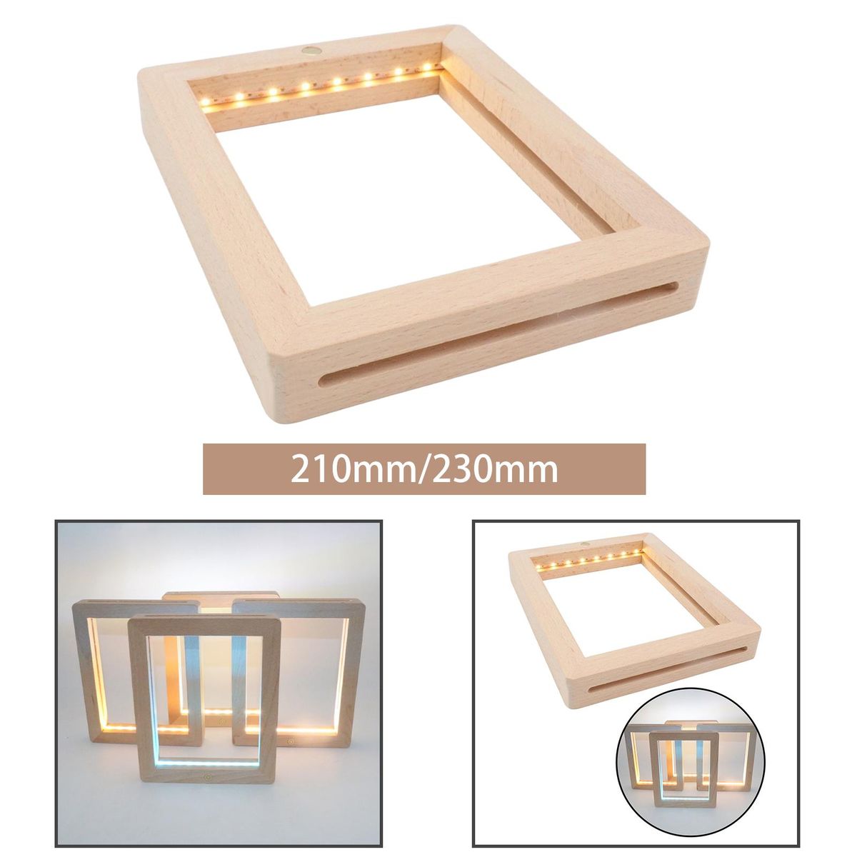 Wood Picture Frame LED Photo Frame Decor 21cmx17cmx2cm