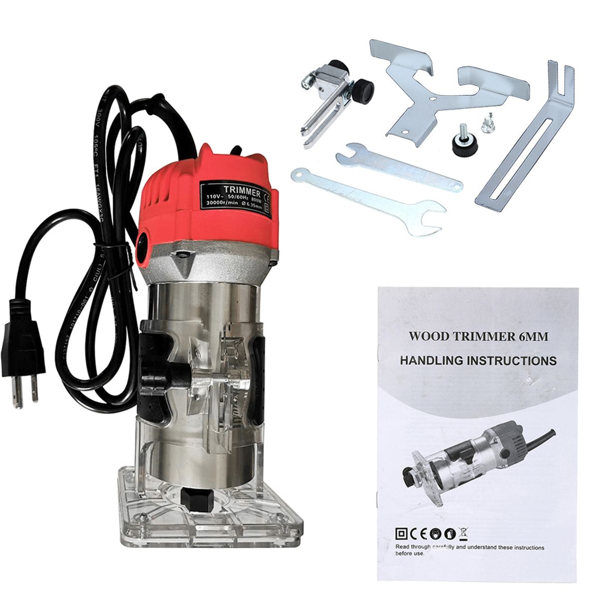 110V 800W Trim Router 30000r/min With Transparent Base Edge