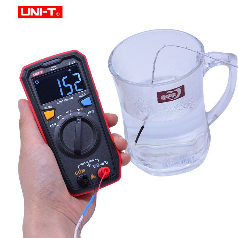 UT123 Digital Multimeter Pocket Size Residential Multimeter AC DC Voltage Resistor Temperature NCV Tester EBTN Display
