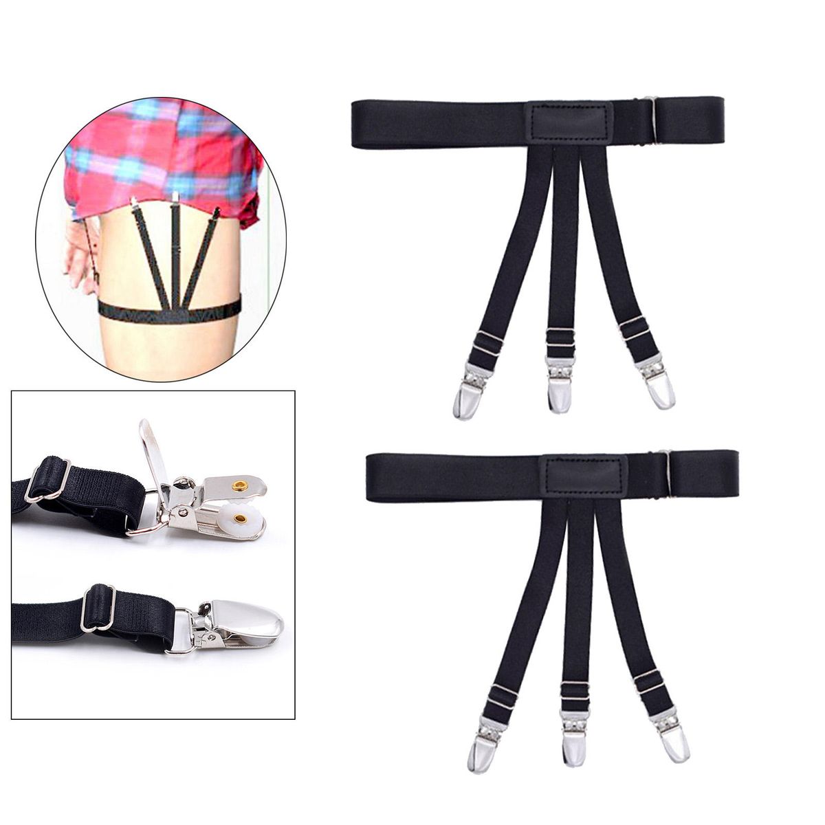 2x Shirt Stays Suspenders Leg Garters Adjustable Elastic Holders Men B