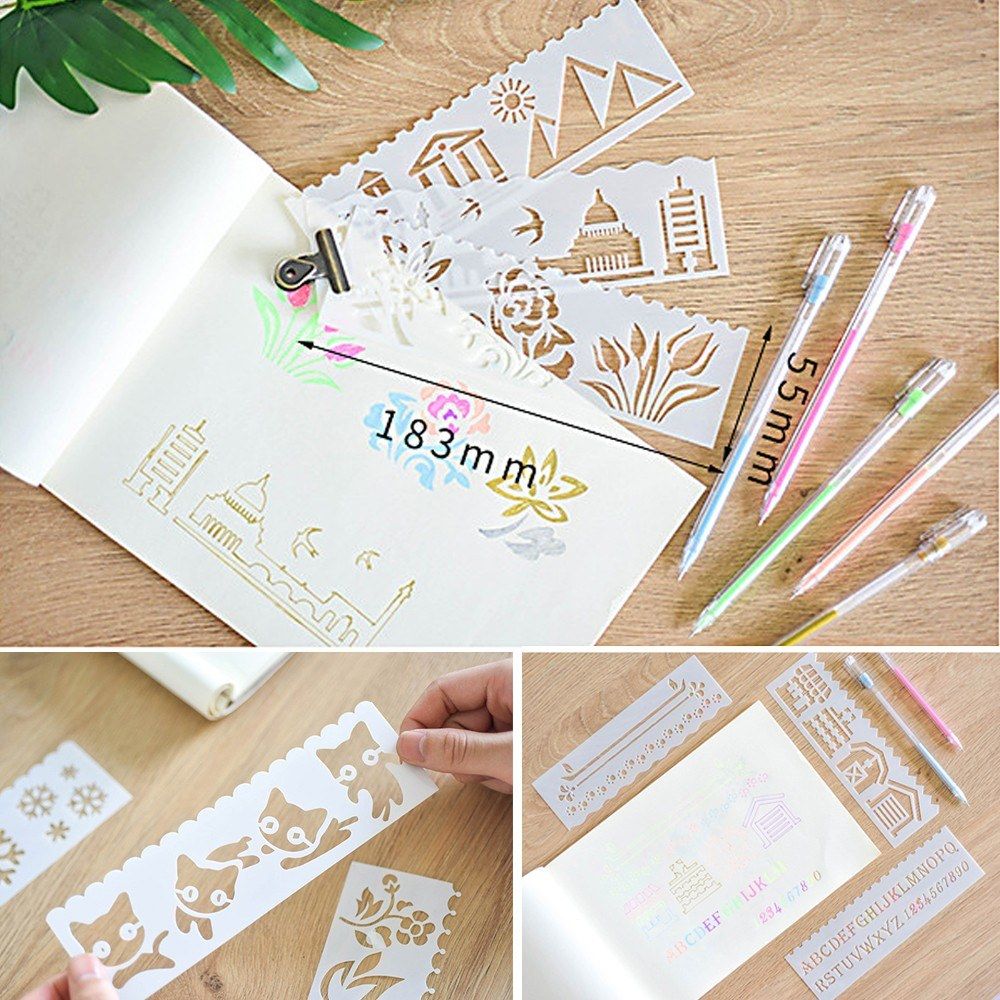 Multi-functional Drawing Stencils Straight   Wavy Lines
