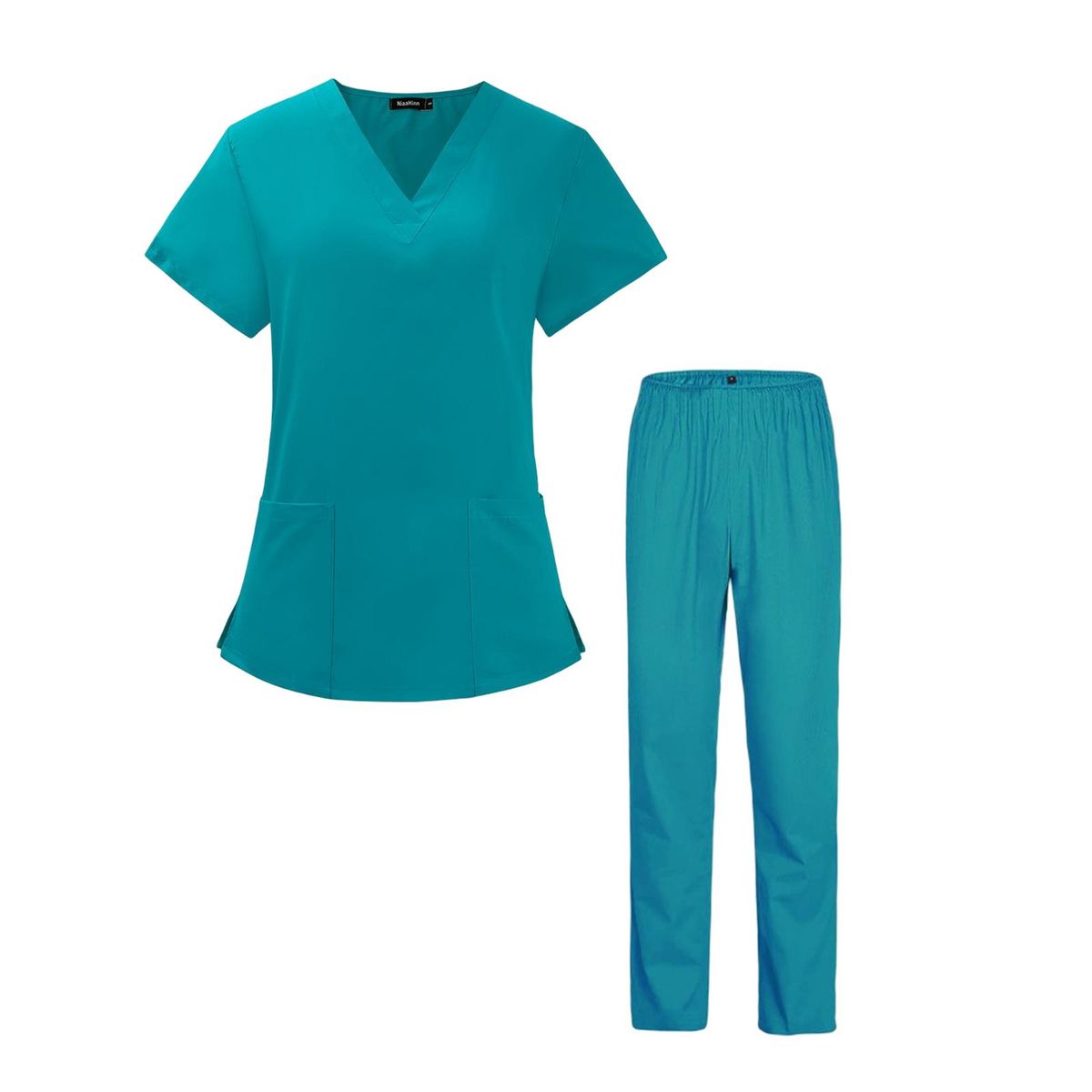 Scrubs Set For Women Stretch Scrub Top And Pants Nursing Blue S