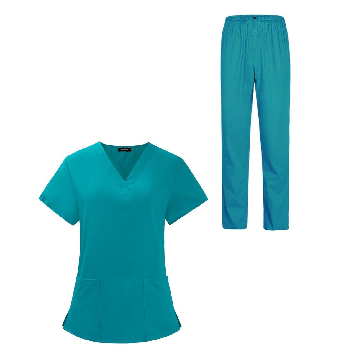 Scrubs Set For Women Stretch Scrub Top And Pants Nursing Blue S