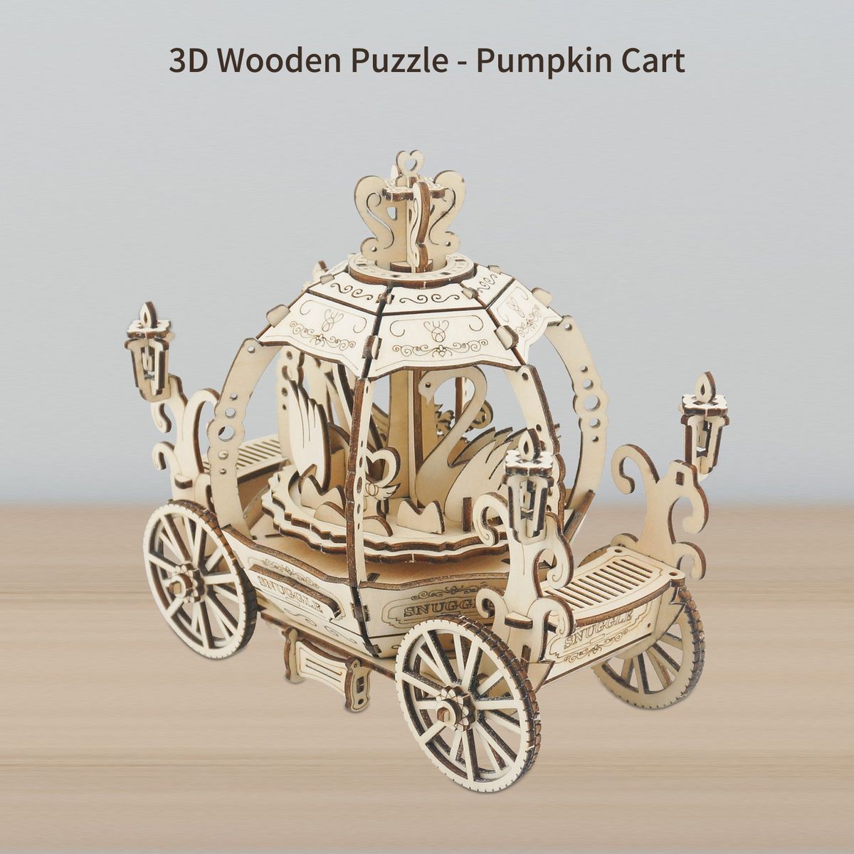 3D Wooden Puzzle Music Box Mechanical Model Kits Pumpkin