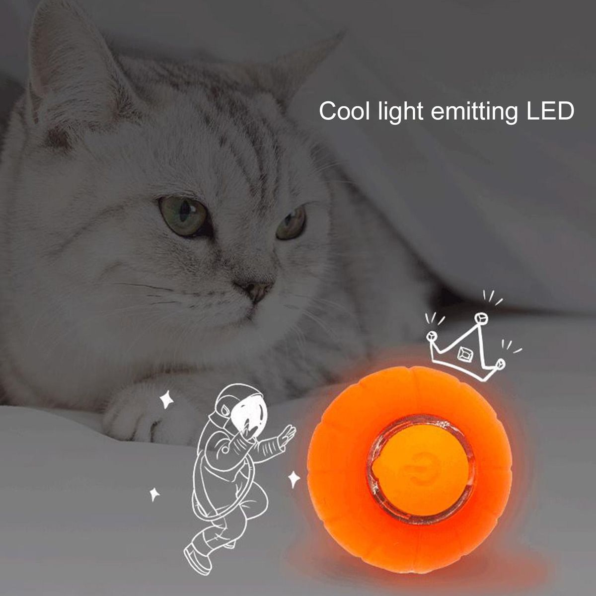 Electric Kitten Toy Cat Teaser Ball Pet Stress Relief Toy Orange