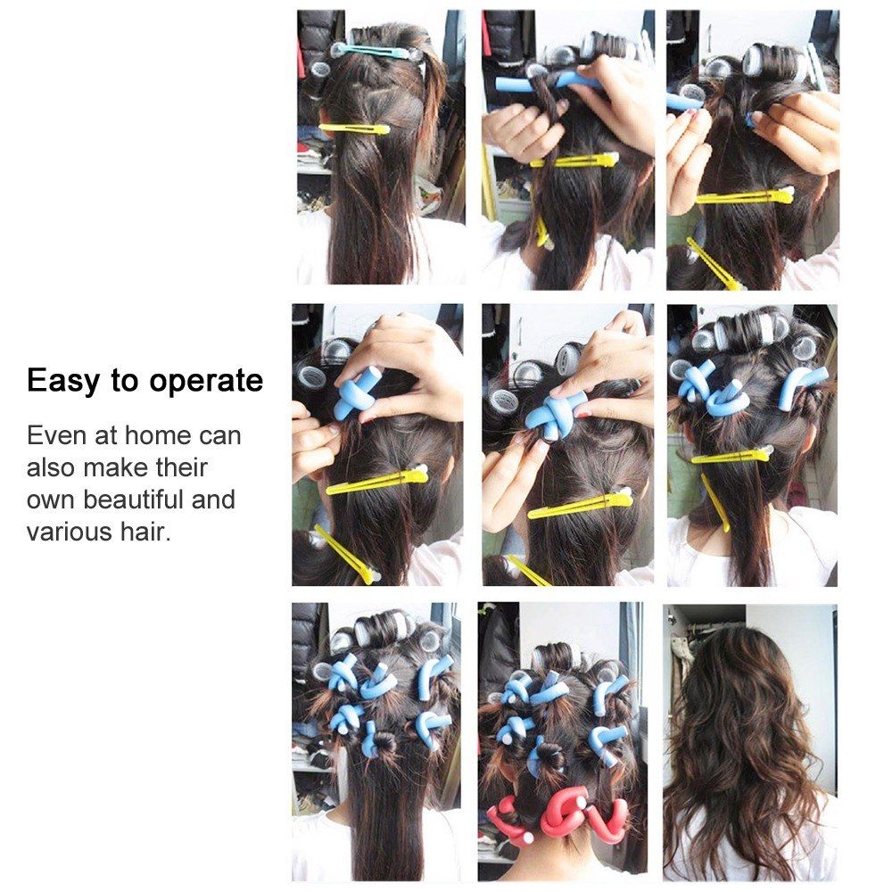 42Pcs 7 Size Hair Rollers Durable Rubber Curler Rods Set